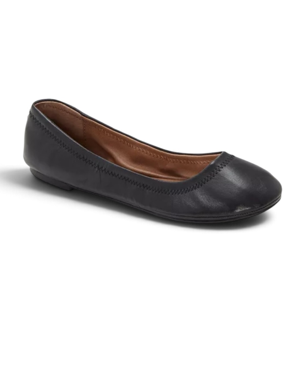 Lucky Brand NWOT Black Leather Ballet Flats Emmie Round Toe Size 9